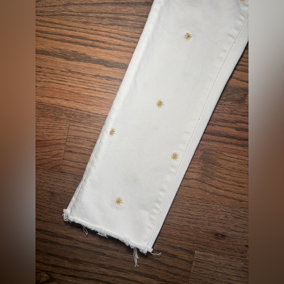 Driftwood Candance White Denim Yellow Floral Daisy Embrodiered Jean‎ Size 25 - Picture 2 of 6